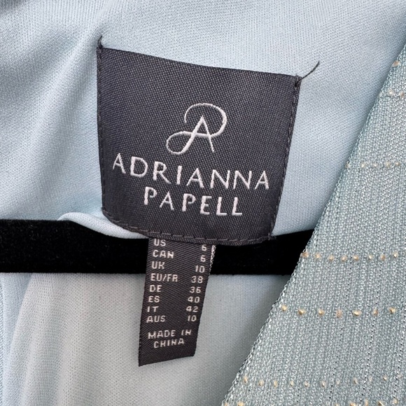 NWT Adrianna Papell Elegant Mint Green Evening Dress Crinkle Metallic Gown sz 6 - Picture 7 of 16